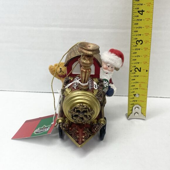 Sterling Ornament Santa Claus and Bear On Train Resin Heavy-weight - Picture 3 of 10